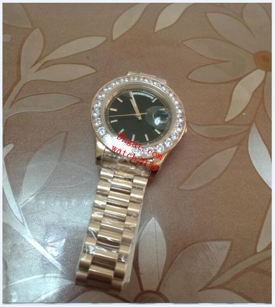 

classic mens watch roman bigger diamond bezel black red white dial chest 41mm automatic sapphire glass 18k gold steel bracelet luxury men&#0, Slivery;brown