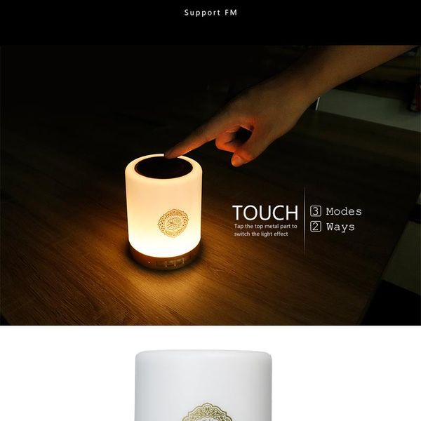 

Portable Speakers Colorful USB FM Radio Adjustable Small LED Lamp Bluetooth Speaker Touch Remote Control Gift Home Wireless Quran MP3