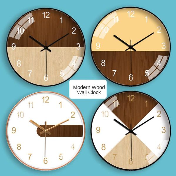 

wall clock punchtable simple creative modern living room home wood color clocks decor
