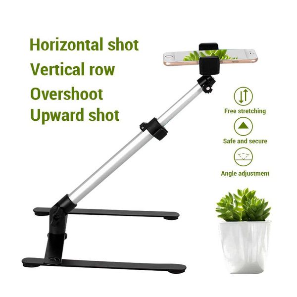 

adjustable pography mobile phone holder stand desk high angle s bracket monopod with clip for po/video shooting cell mounts & holders