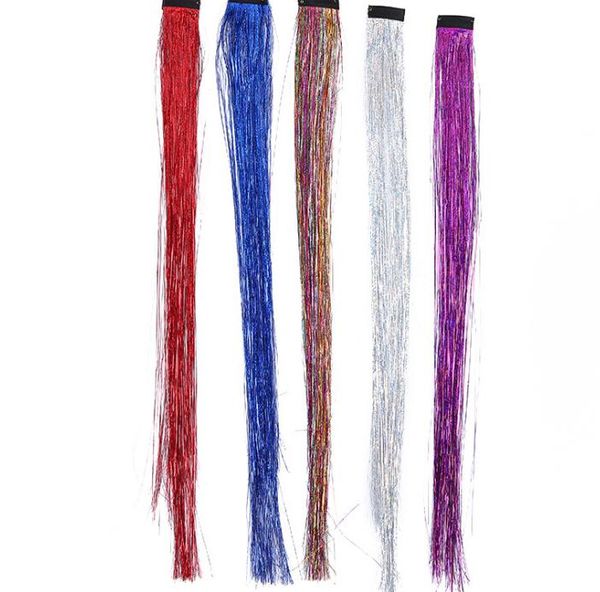 2021 parrucca per capelli in fibra laser con glitter metallici accessori per l'estensione dei capelli clip per parrucchino parrucca cosplay evento per feste forniture festive