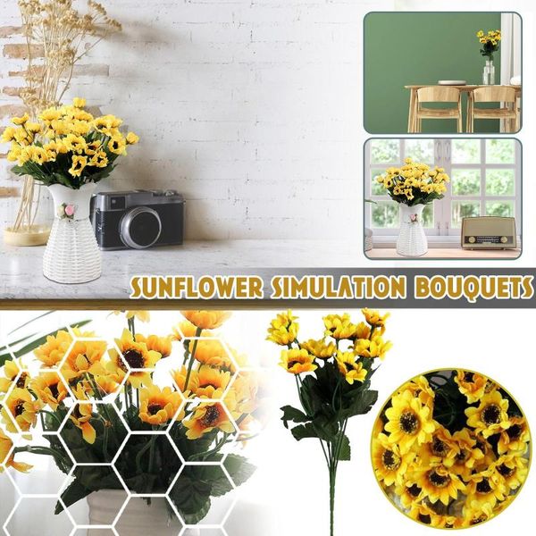 

decorative flowers & wreaths simulation sun flower bouquet, 15 artificial sunflower 1/3/5 x silk arrangements for home desk wedding decorati