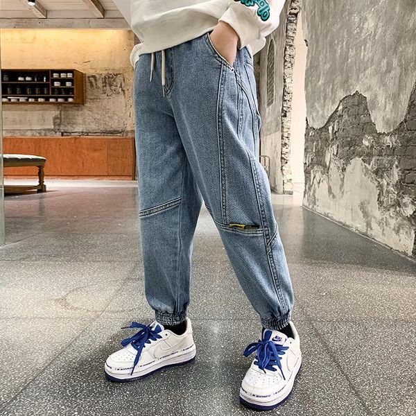 

cool jean spring summer boy trousers pants capris kids children clothing school outdoor casual joggingÂ sportÂ formal jeans, Blue