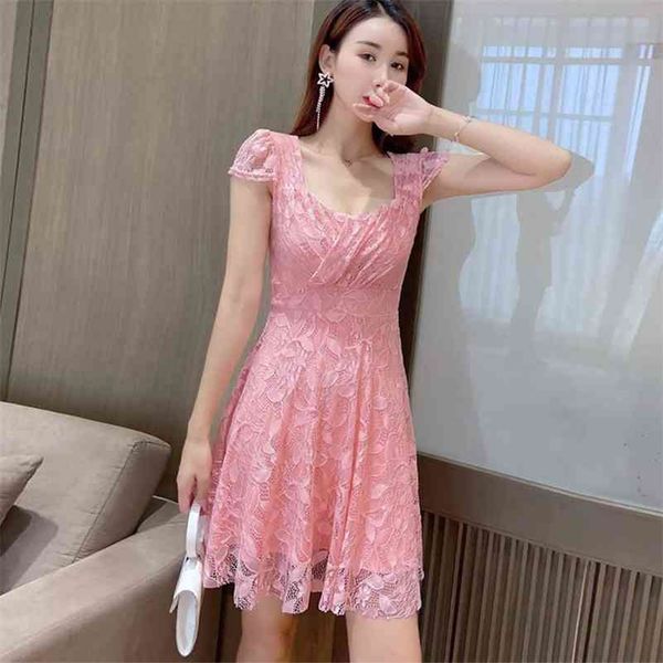 

dress, sub-club, women's, low-cut, waist, slim, big swing lace office lady knee-length regular 210416, Black;gray