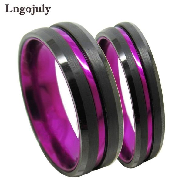 

wedding rings fashion purple&black couple ring tungsten carbide jewelry engagement for men women gifts, Slivery;golden