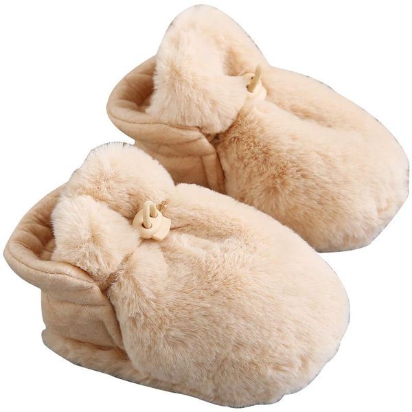 

first walkers infant baby plush slippers indoor bedroom boots winter warm toddler kids crib shoes house