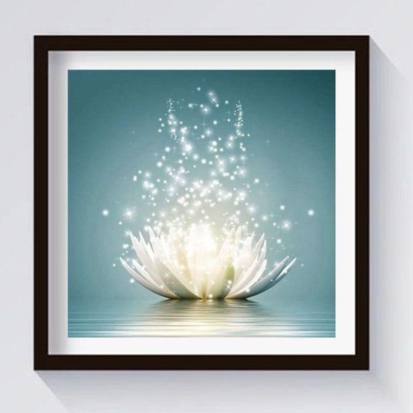 

diamond painting 5d kit for adults, flower full round drill romantic lotus rhinestone embroidery arts craft