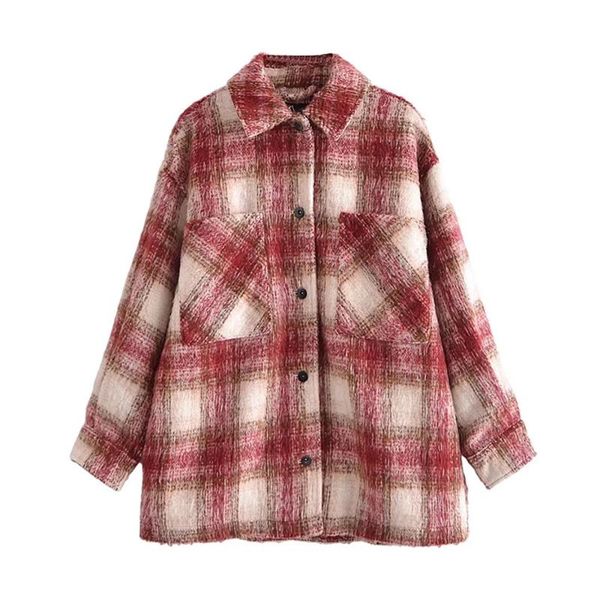

women's jackets xeasy 2021 autumn women red plaid elegant single breasted vintage lapel long sleeve loose jacket female streetwear casu, Black;brown