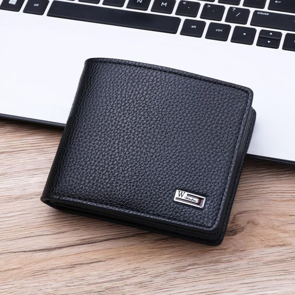 

grnuine leather men's short wallet 2021 casual street style monry clip and card holder for men clutch purse wallets, Red;black