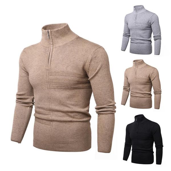 

men's sweaters turtleneck autumn and winter high collar zipper sweater long sleeve spot leisure bottom shirt men clothes, White;black