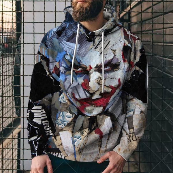 

2021 new sweater 3d digital print cartoon hoodie, Black