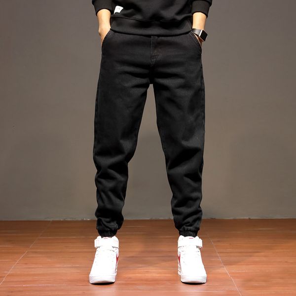 

jeans japanese vintage fashion men jeans black spliced designer denim cargo pants streetwear hip hop joggers wide leg baggy trousers, Blue