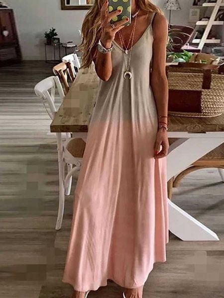 Mulheres verão elegante casual maxi vestido feminino elegante longo vestido vestido vestes soltos caber espaguete cinta vestido 210716
