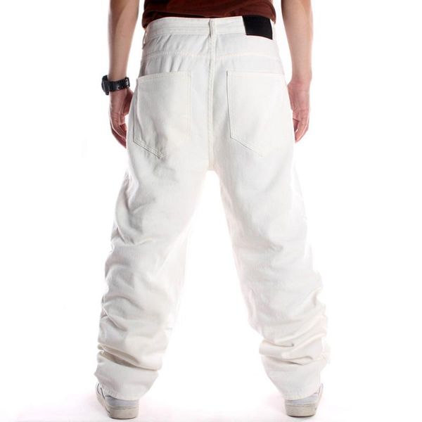 

men's jeans plus size waist 30-46 inch mens white baggy wide leg denim pants hip-hop nice skateboarder trousers, Blue