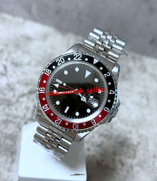 BP Fabrika Vintage Lüks Erkek Saatler 40 MM Master 1675 16710 16750 16760 Redblack Alüminyum Çerçeve Jubilee Bilezik Otomatik Hareketi 316L SS Spor Saatı