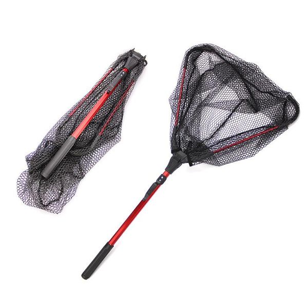 

foldable fishing net aluminum alloy single section triangle fine mini short accessories