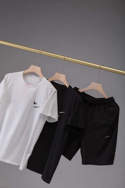 

men's summer new silk short-sleeved t-shirt ice cotton shorts suit tracksuit, Gray