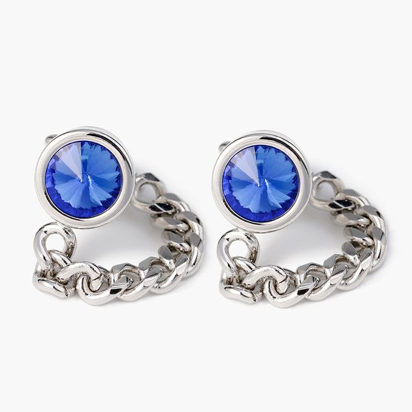 

cuff jewelry men's cufflink chain style blue crystal cufflinks gentlemen shirt sleeve nails for gift xk18s037, Silver