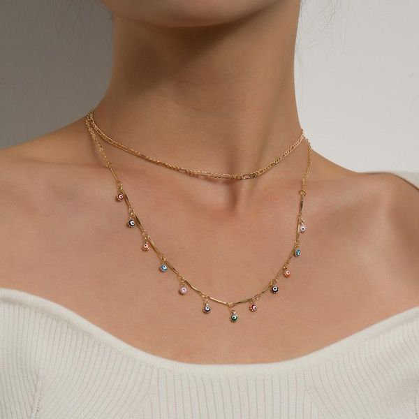 

chains multilayer necklaces woman eyes necklace for women creative fashion european trendy girls wedding jewelry gold color naszyjnik, Silver