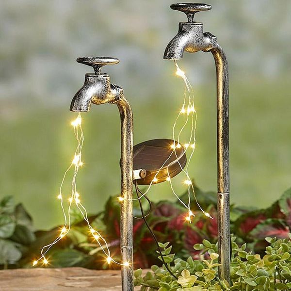 

solar garden art light suncatchers water faucet decoration planter lawn outdoor decor dÃ©coration de jardin decorations