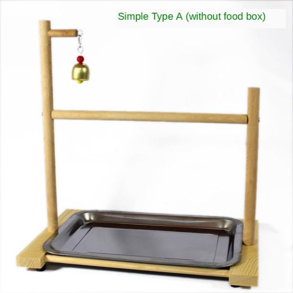 

portable parrot stand desk training toys bird solid wood cages