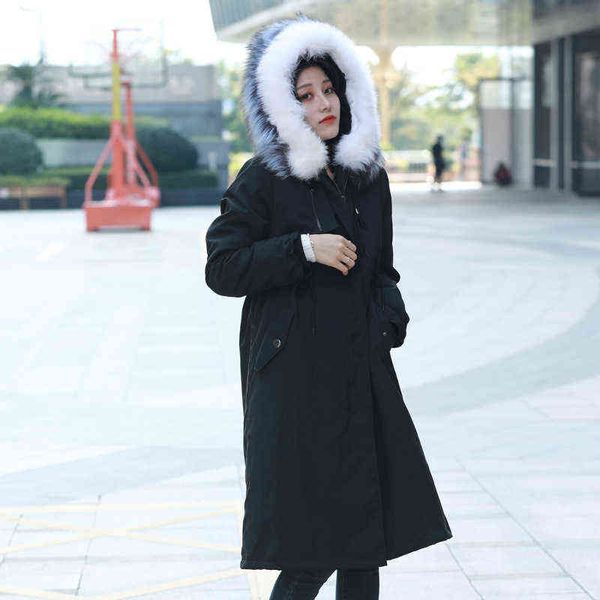 

haining fur coat medium long fur coat women's wool coat 211207, Black