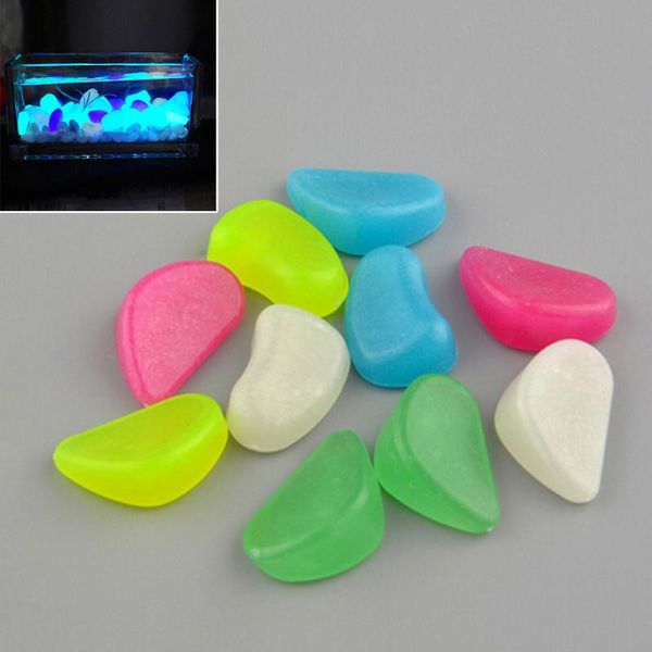 

10pcs/set diy glowing cafe aquarium accessories home decor spared restaurant fish tank walkway artificial pebbles luminous stone decorations
