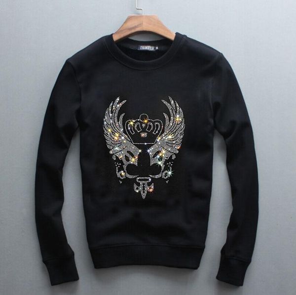 

men's hoodies & sweatshirts 2021 winter mens rhinestones, Black