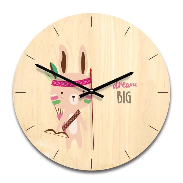 

wall clocks wood home decor cartoon modern clock minimalist living room silent k507