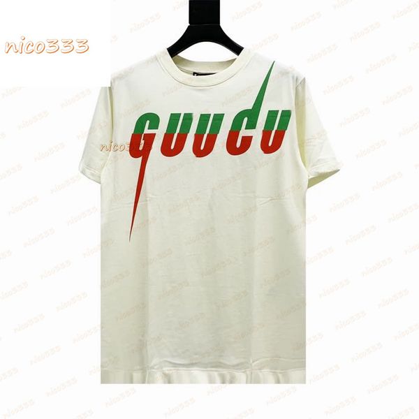 

21ss summer sharp edge english two-color letter logo printing short-sleeved t-shirt men and women couple loose casual size s-2xl, White;black