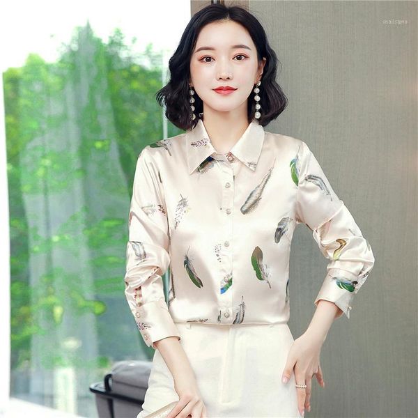 

korean fashion silk women blouses satin long sleeve shirt and blouse office lady blusas largas plus size autumn womens women's & shirt, White