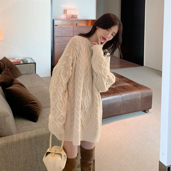 

women's hoodies & sweatshirts sweater women wear out in autumn and winter 2021 korean large medium long lazy wind round neck, Black