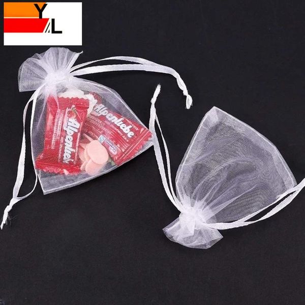 

gift wrap 10pcs/lot 5x7 7x9 9x12cm sheer drawstring bags, organza wedding party favors pouches jewelry christmas festival goodie bags