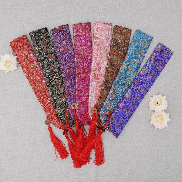 

other home decor silk folding chinese hand fan bag with tassel dustproof holder protector pouch case cover retro style