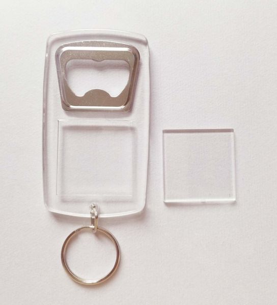 

1000 pieces blank acrylic rectangle bottle opener keychains lite beer bier metal insert po 15quotx 15quot6256042, Silver