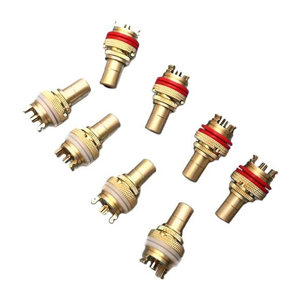 

8pcs red+white rca female socket chis cmc connector phono copper plug amp hifi audio cables & connectors
