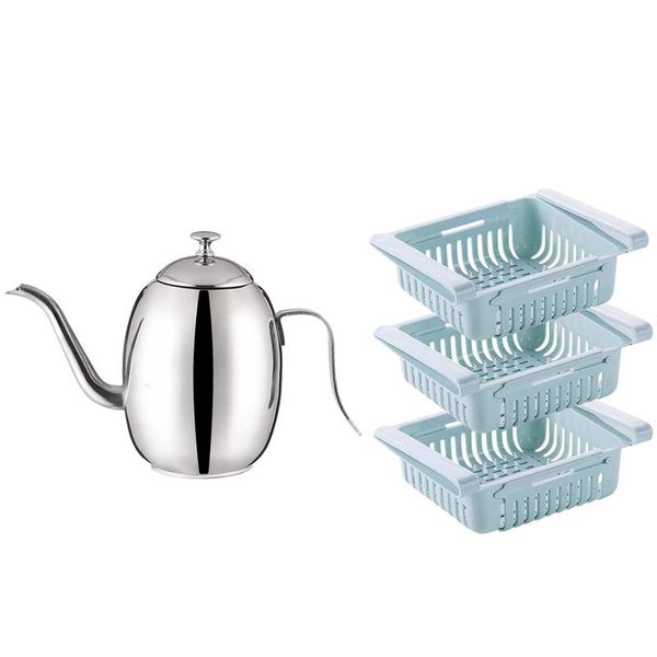 

storage baskets 3 pack fridge drawer organizer with oil botttle,olive can,stainless steel olive vinegar jar pot retail