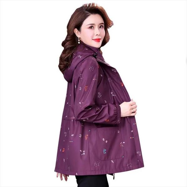 

women's trench coats large size 5xl casual windbreaker hooded outerwear 2021 middle-aged elderly jacket spring autumn female coat, Tan;black