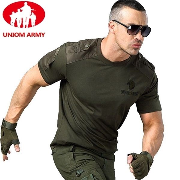 Armee-T-Shirt Militär-T-Shirt-Stil Taktisches T-Shirt Urban Herren Grün für Männer Cargo-Uniform Kurzärmeliges männliches T-Shirt Schwarz 210706