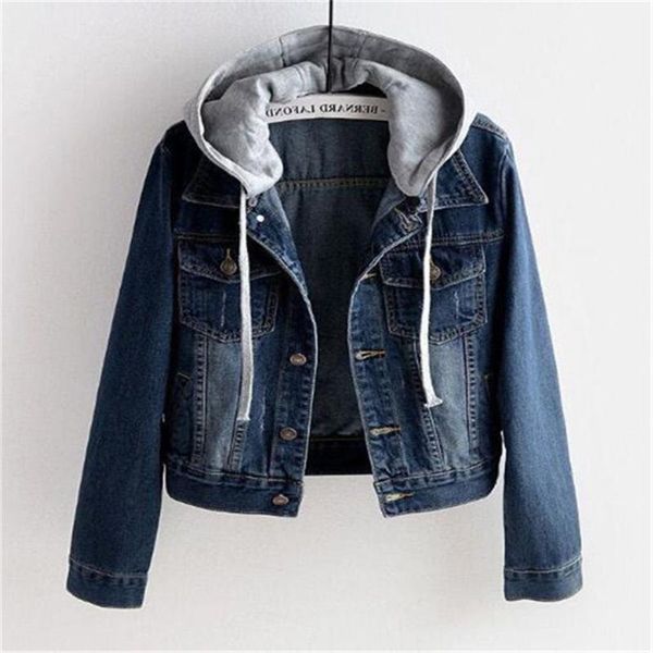 

women's jackets 2021 spring autumn europe united states jacket korean version hooded denim short clothes, Black;brown