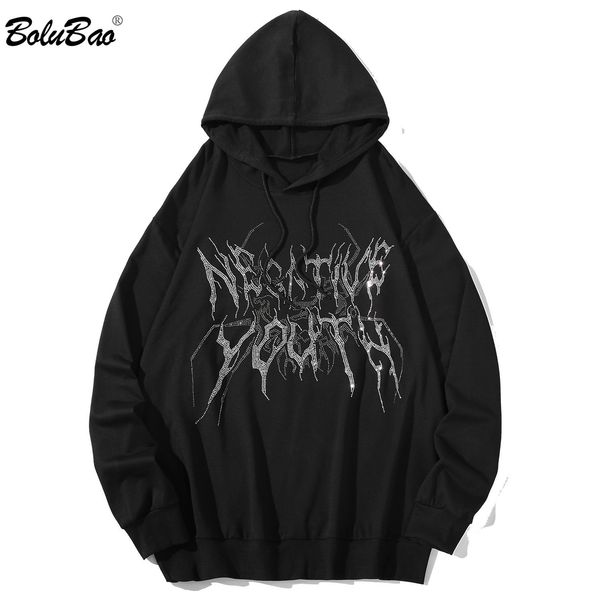 

bolubao brand men print hoodies men casual hooded sweatshirts fashion pullover hoodies sweatshirt male eu size 210518, Black