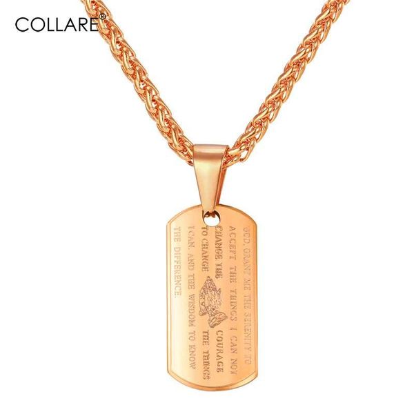 

pendant necklaces collare bible verse mens bar black/gold color prayer hands jewelry 316l stainless steel praying pendants men p062, Silver