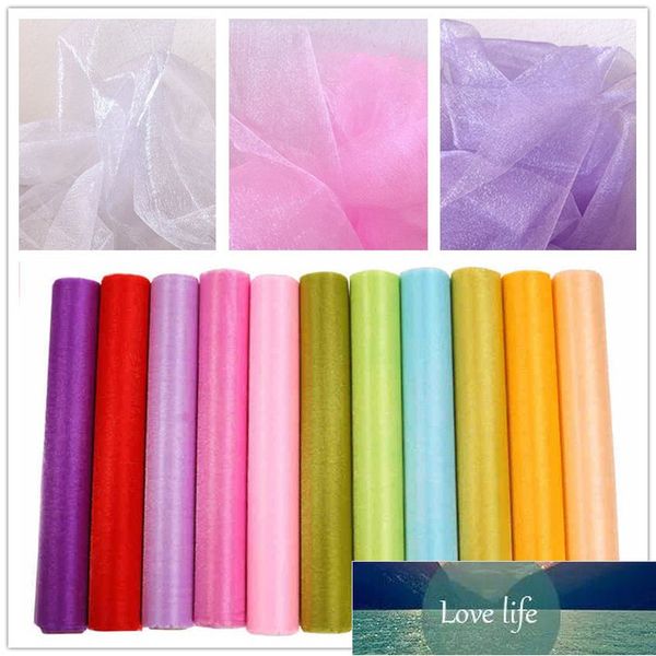 Festa 48cm 5m 10m Sheer Crystal Organza Tulle Roll Tecido para Decoração de Casamento Mariage DIY Arches Cadeira Sashes Favor Suprimentos