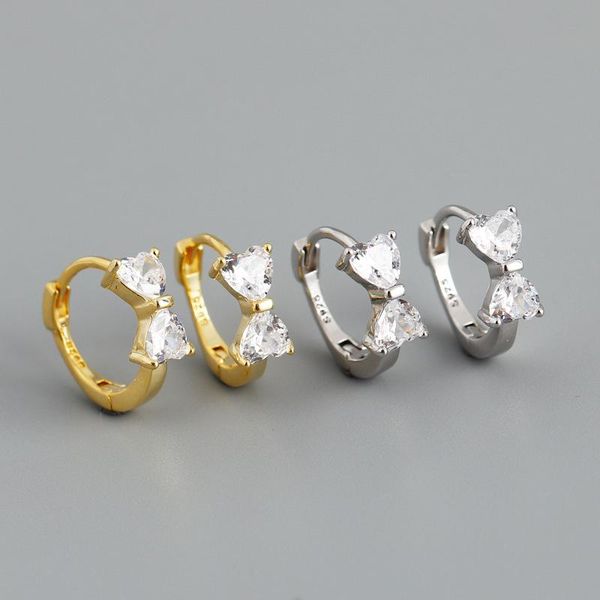 

hoop & huggie 1pair zircon bow 925 sterling silver earrings for women 2021 trend fashion jewelry ear cuffs piercing teens, Golden;silver