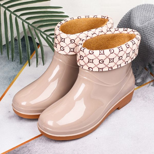 

rain boots women low tube waterproof snow boots woman fashion plus velvet rain shoes for girls women winter warm non-slip shoes k810, Black