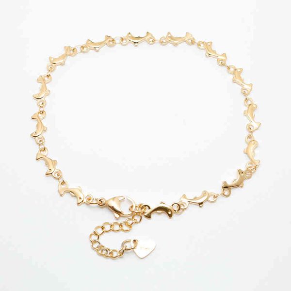 

304 stainless steel ocean jewelry anklet gold color dolphin animal 22.3cm(8 6/8") long charms anklets for women barefoot,1 piece, Red;blue
