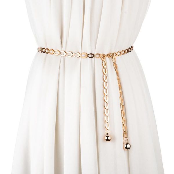 

high waist gold silver belts for women fashion waistbands all-match belt party jewelry dress metal chain, Black;brown