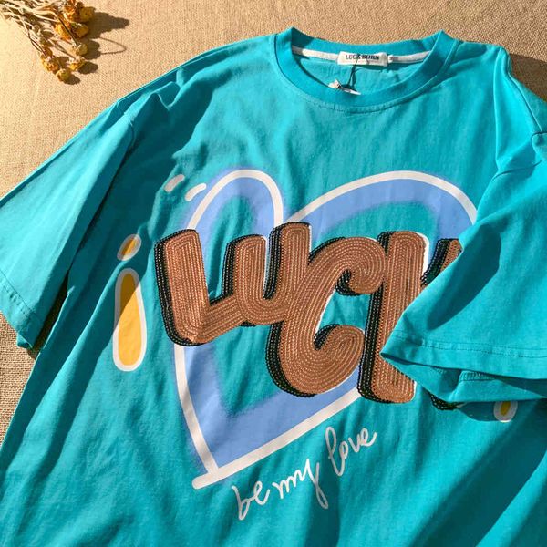 

t shirt large 300 street fashion brand american love short sleeve, White