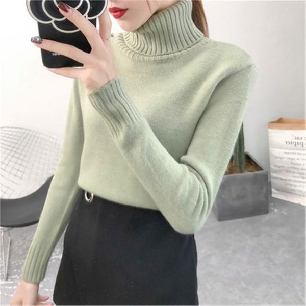 

knitted sweater women 2021 autumn winter korean cashmere turtleneck long sleeve pullover female jumper knitwear 13 women's sweaters, White;black