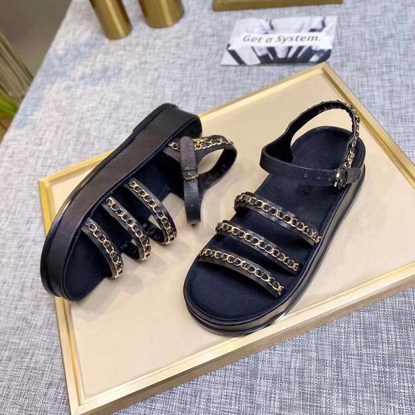 

luxury foam runner women designer sandals fashion sheepskin flat slides for sports and leisure platform versatile black ribbons chain sandal